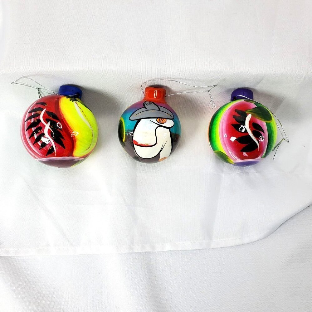 Talavera Piñata Christmas Ornaments: Mexican Folk Art Set of 5 Puerto Vallarta - Picture 6 of 12